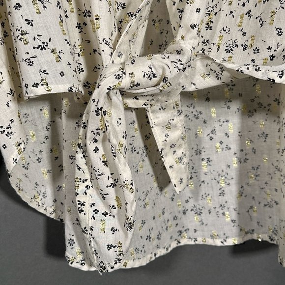 NWT Vince Camuto Floral Print 3/4 Roll Tab Sleeve Tied Button Front Blouse Sz 2X - Picture 6 of 14